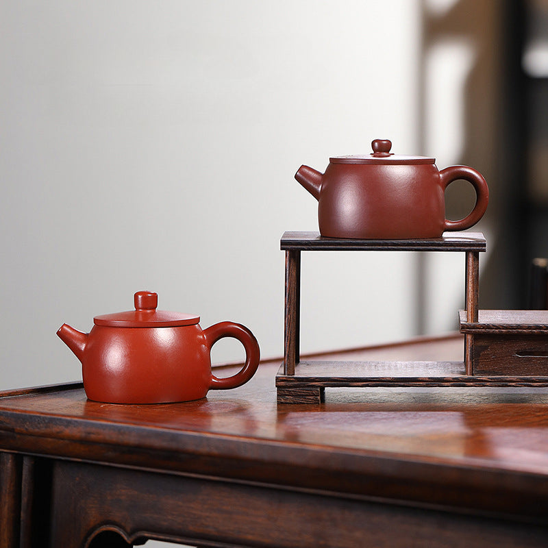 Handmade Purple Zisha Clay Teapot with Flat Lid, 120 ml Capacity