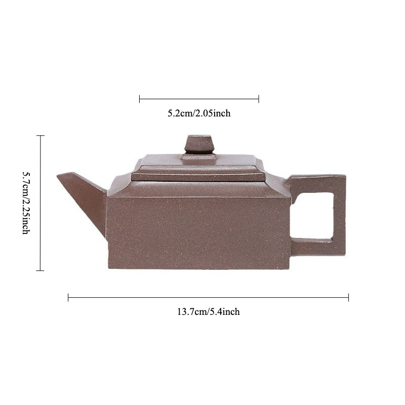 Handmade Yixing Zisha Teapot, Original Mine Old Duan Clay, Square Shape Teapot, 170ml Capacity
