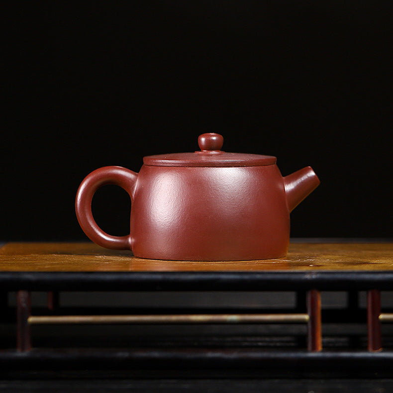 Handmade Purple Zisha Clay Teapot with Flat Lid, 120 ml Capacity