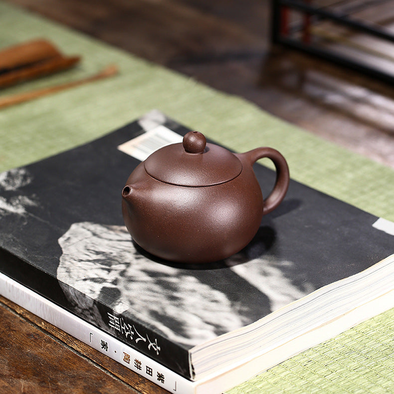 Authentic Yixing Zisha Purple Clay Mini Teapot, Xishi Style, 180ml Capacity