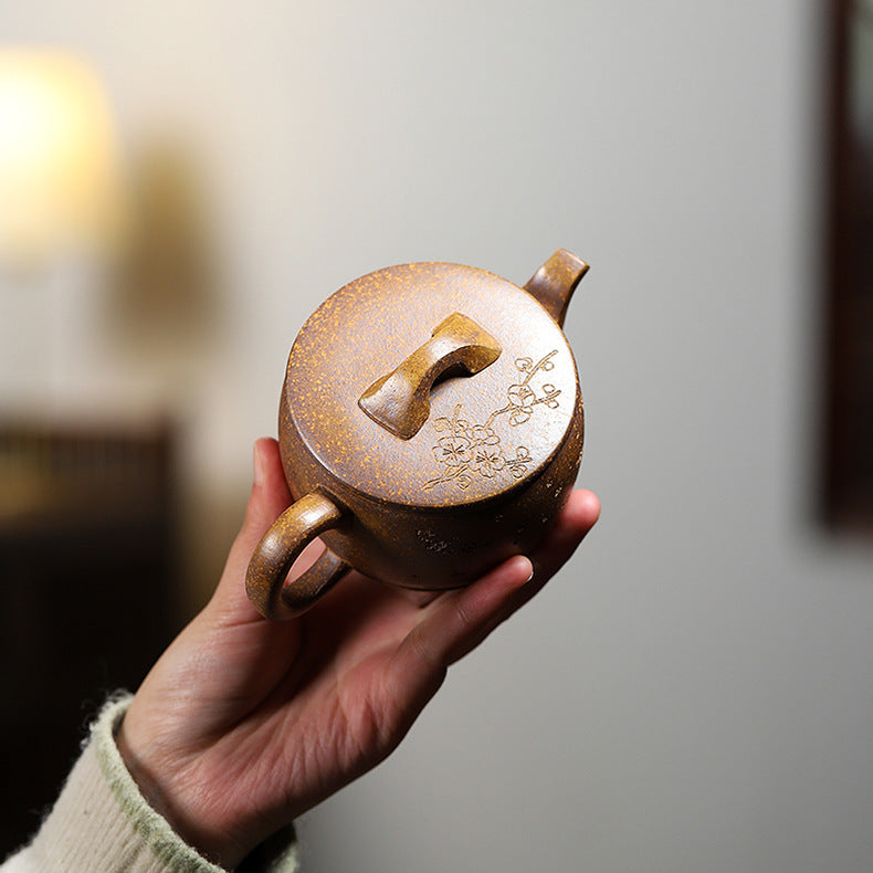 Handmade Yixing Zisha Yellow Clay Teapot - Duan Clay Hanwa Teapot - 210ml Capacity