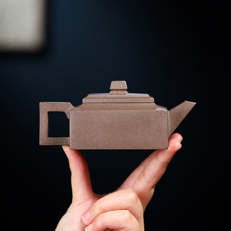 Handmade Yixing Zisha Teapot, Original Mine Old Duan Clay, Square Shape Teapot, 170ml Capacity
