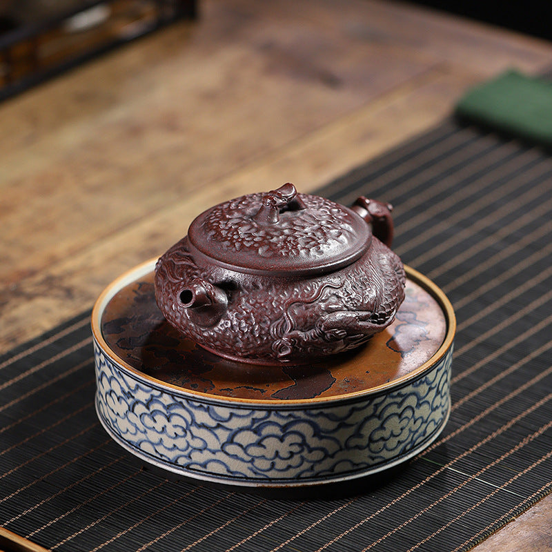 Handmade Yixing Zisha Purple Clay Teapot "Coiling Dragon" - 260ml Capacity