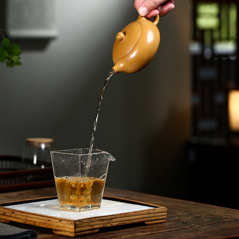 Handmade Yixing Zisha Yellow Clay Teapot in Xishi Style, 150ml Capacity