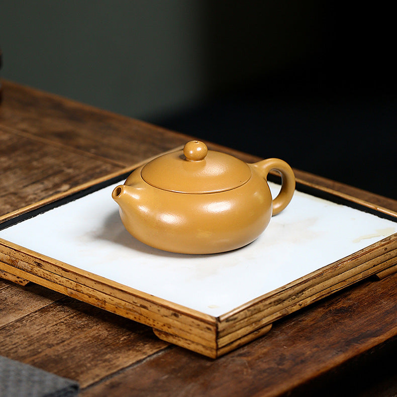 Handmade Yixing Zisha Yellow Clay Teapot in Xishi Style, 150ml Capacity