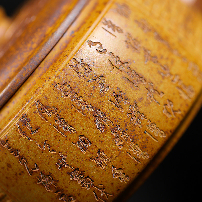 Handmade Bamboo Weave Drum Zisha Clay Teapot, Large Capacity 340ml