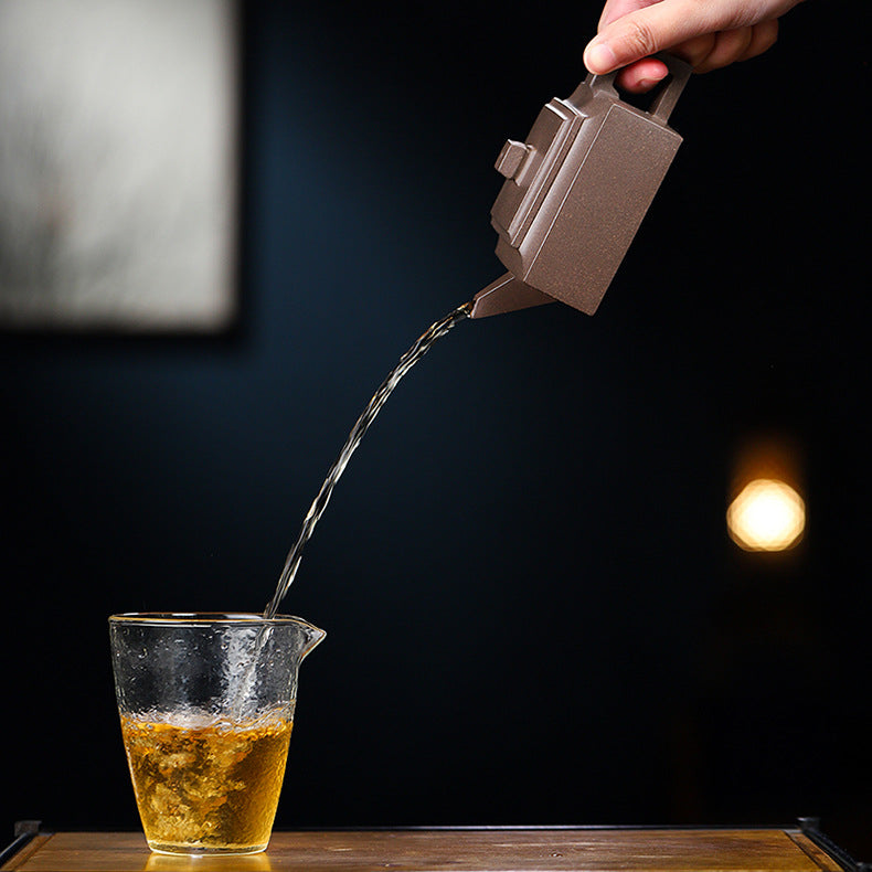 Handmade Yixing Zisha Teapot, Original Mine Old Duan Clay, Square Shape Teapot, 170ml Capacity