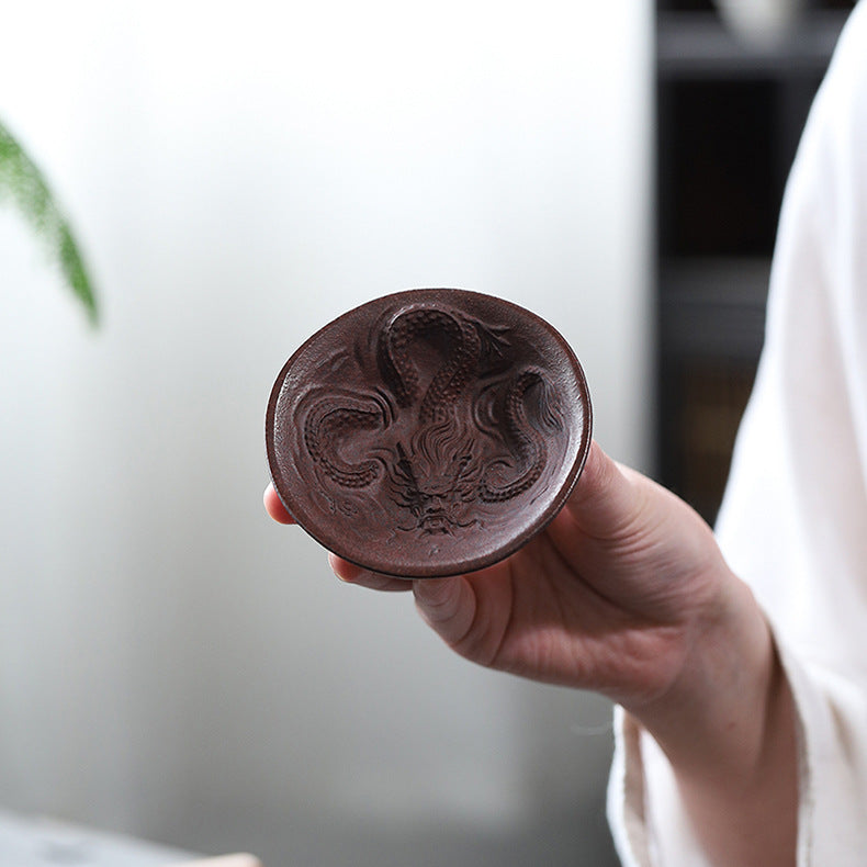 Handmade Purple Zisha Clay Dragon Cup - Kongfu Tea Cup - 60ml Capacity