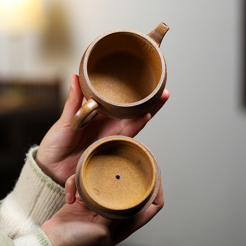 Handmade Yixing Zisha Yellow Clay Teapot - Duan Clay Hanwa Teapot - 210ml Capacity