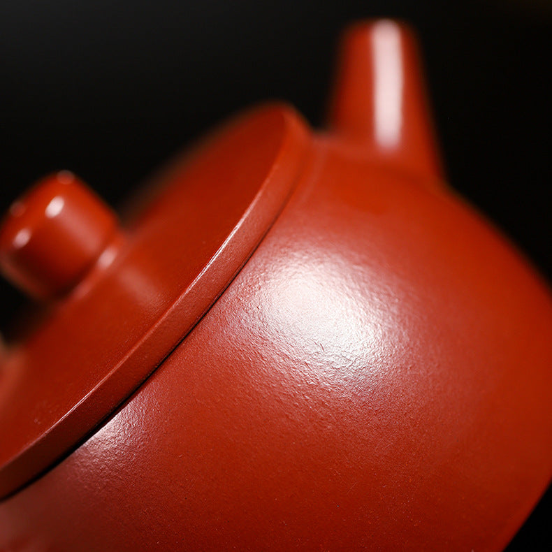 Handmade Purple Zisha Clay Teapot with Flat Lid, 120 ml Capacity