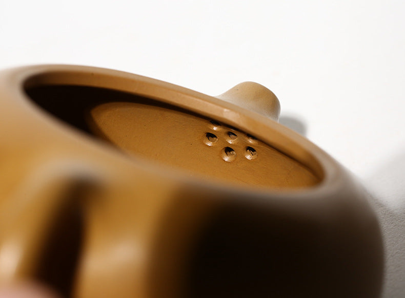 Handmade Yixing Zisha Yellow Clay Teapot in Xishi Style, 150ml Capacity