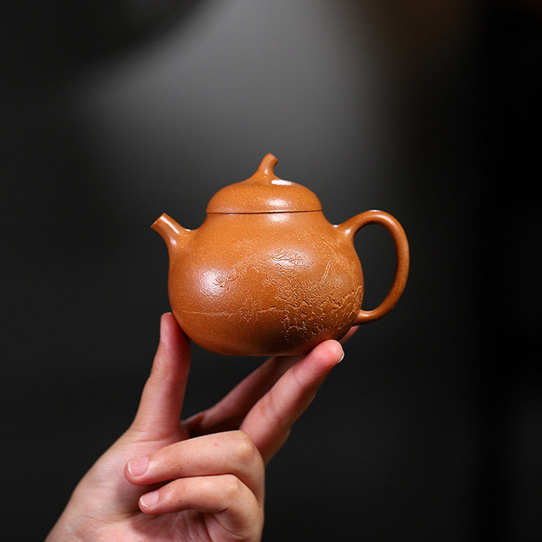 Yixing Handcrafted Pear-Shaped Teapot with Patterns - Authentic Jiangpo Zisha Clay Teapot