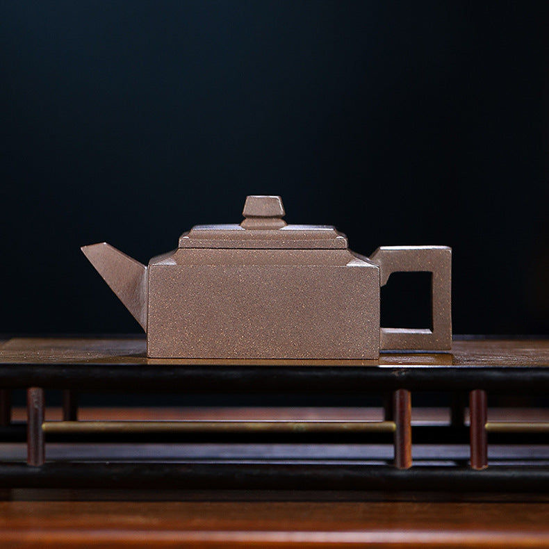 Handmade Yixing Zisha Teapot, Original Mine Old Duan Clay, Square Shape Teapot, 170ml Capacity