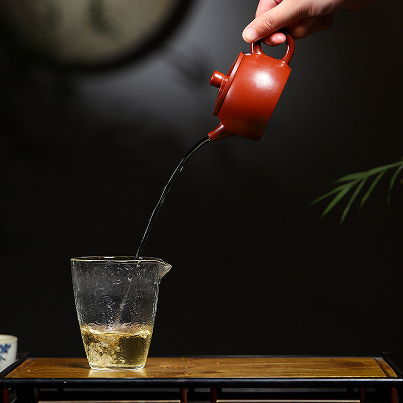 Handmade Purple Zisha Clay Teapot with Flat Lid, 120 ml Capacity