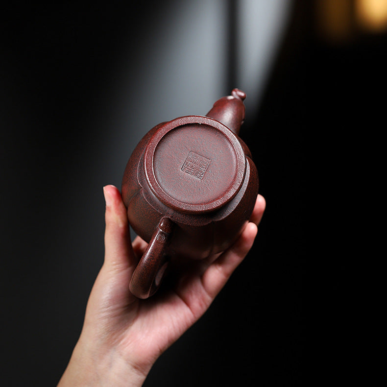 Handmade Yixing Zisha Purple Clay Teapot  "Phoenix Dancing in the Sky", 350ml Capacity