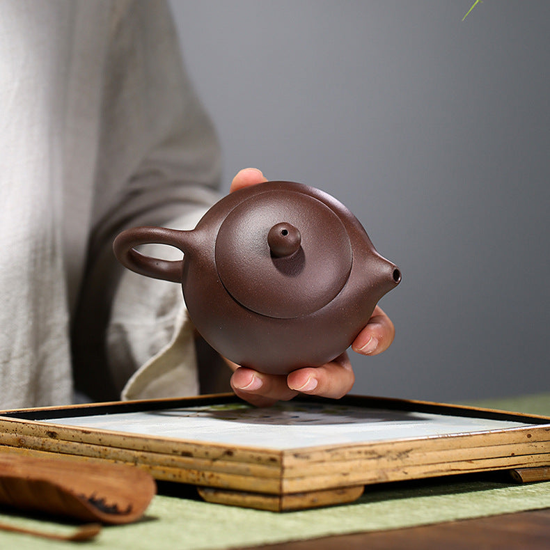 Authentic Yixing Zisha Purple Clay Mini Teapot, Xishi Style, 180ml Capacity