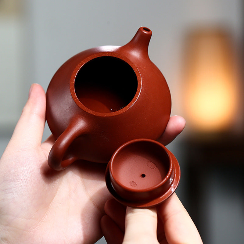Handmade Yixing Zisha Clay Mini Teapot, Da Hong Pao Clay, 120ml Capacity