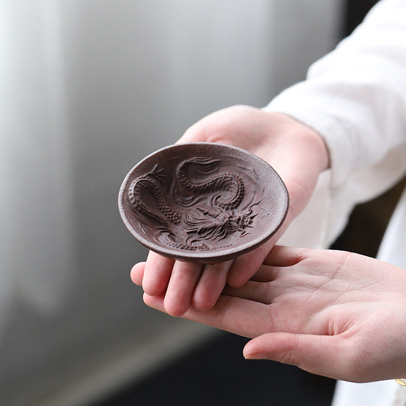 Handmade Purple Zisha Clay Dragon Cup - Kongfu Tea Cup - 60ml Capacity