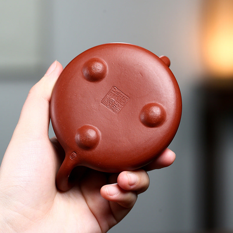 Handmade Yixing Zisha Clay Mini Teapot, Da Hong Pao Clay, 120ml Capacity