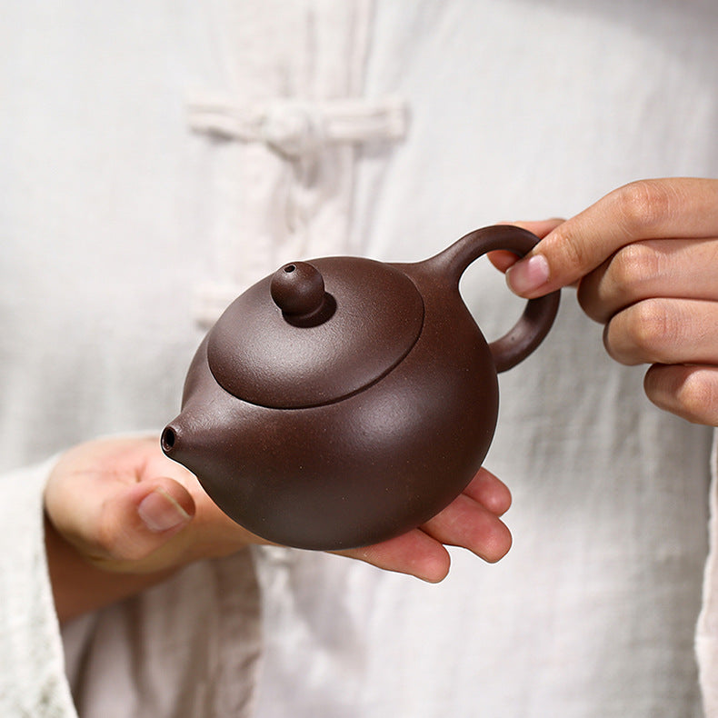 Authentic Yixing Zisha Purple Clay Mini Teapot, Xishi Style, 180ml Capacity