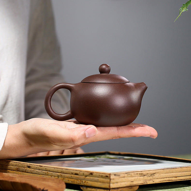 Authentic Yixing Zisha Purple Clay Mini Teapot, Xishi Style, 180ml Capacity