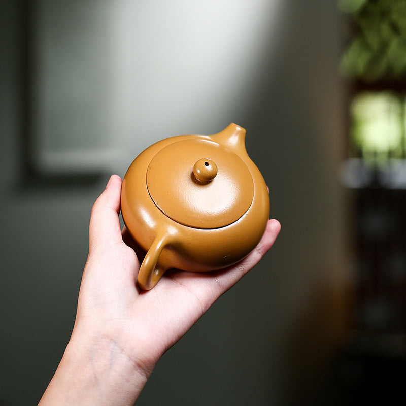 Handmade Yixing Zisha Yellow Clay Teapot in Xishi Style, 150ml Capacity