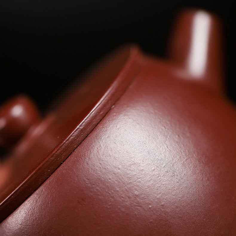 Handmade Purple Zisha Clay Teapot with Flat Lid, 120 ml Capacity