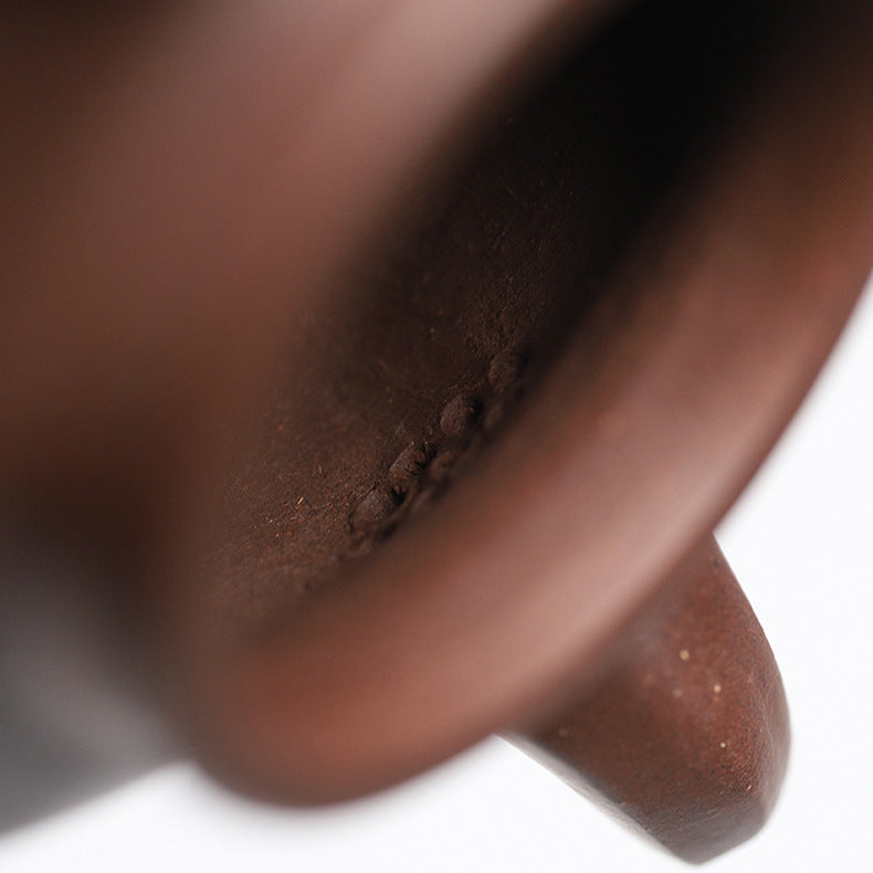 Handmadet Yixing Purple Zisha Clay Teapot with Carved Graphic, 280ml Capacity