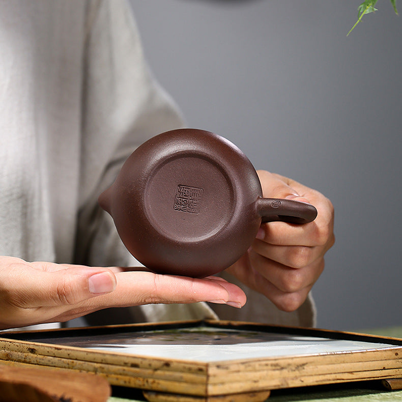 Authentic Yixing Zisha Purple Clay Mini Teapot, Xishi Style, 180ml Capacity