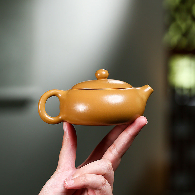 Handmade Yixing Zisha Yellow Clay Teapot in Xishi Style, 150ml Capacity