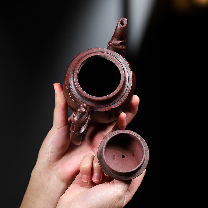 Handmade Yixing Zisha Purple Clay Teapot  "Phoenix Dancing in the Sky", 350ml Capacity