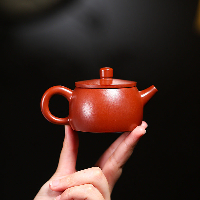 Handmade Purple Zisha Clay Teapot with Flat Lid, 120 ml Capacity