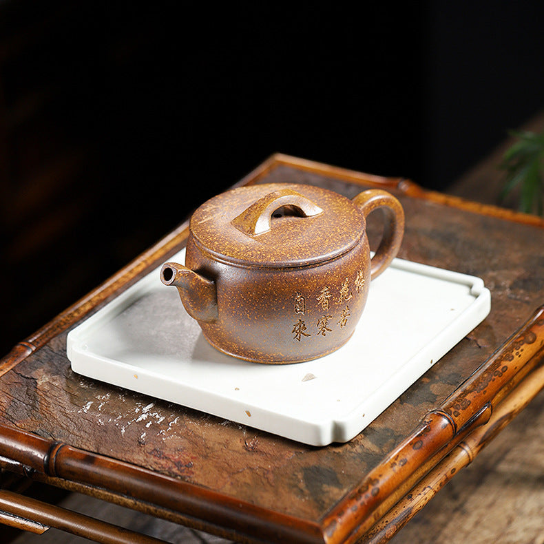 Handmade Yixing Zisha Yellow Clay Teapot - Duan Clay Hanwa Teapot - 210ml Capacity
