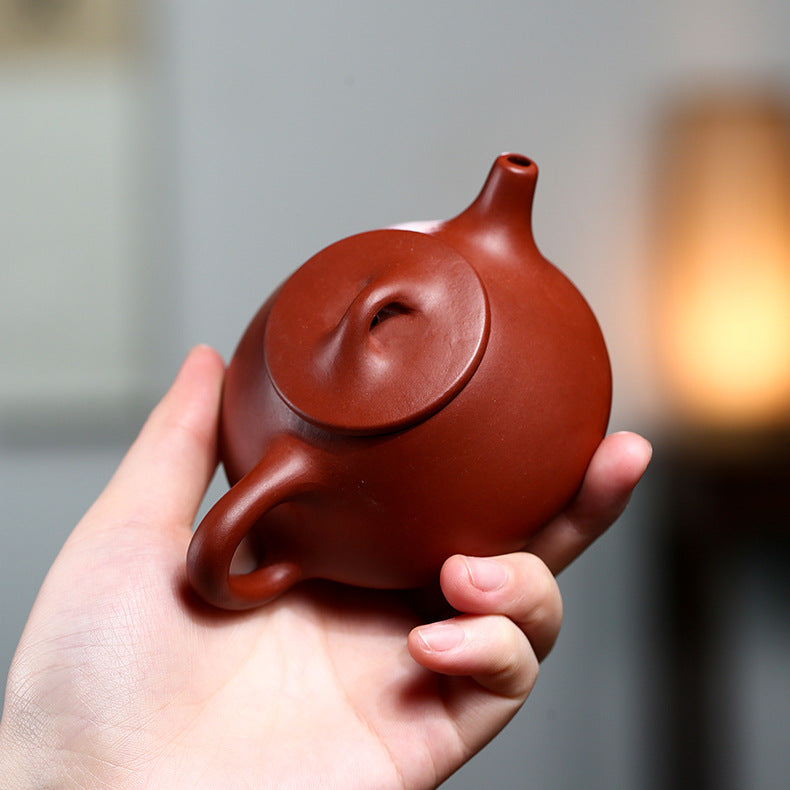 Handmade Yixing Zisha Clay Mini Teapot, Da Hong Pao Clay, 120ml Capacity