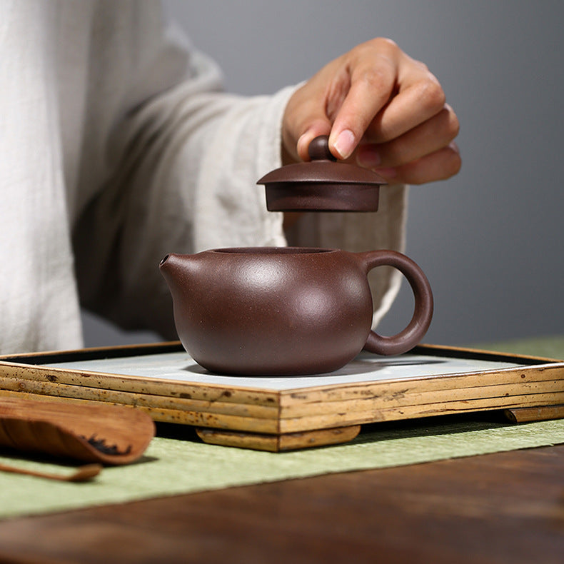Authentic Yixing Zisha Purple Clay Mini Teapot, Xishi Style, 180ml Capacity