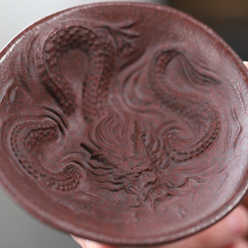 Handmade Purple Zisha Clay Dragon Cup - Kongfu Tea Cup - 60ml Capacity