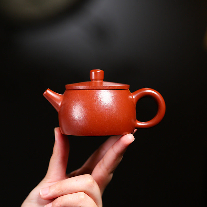 Handmade Purple Zisha Clay Teapot with Flat Lid, 120 ml Capacity