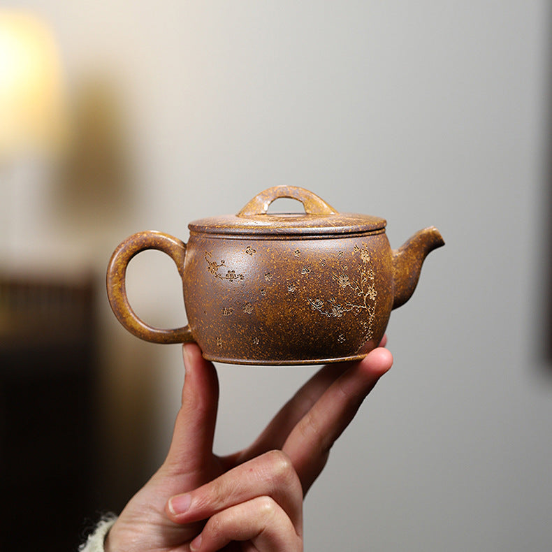 Handmade Yixing Zisha Yellow Clay Teapot - Duan Clay Hanwa Teapot - 210ml Capacity