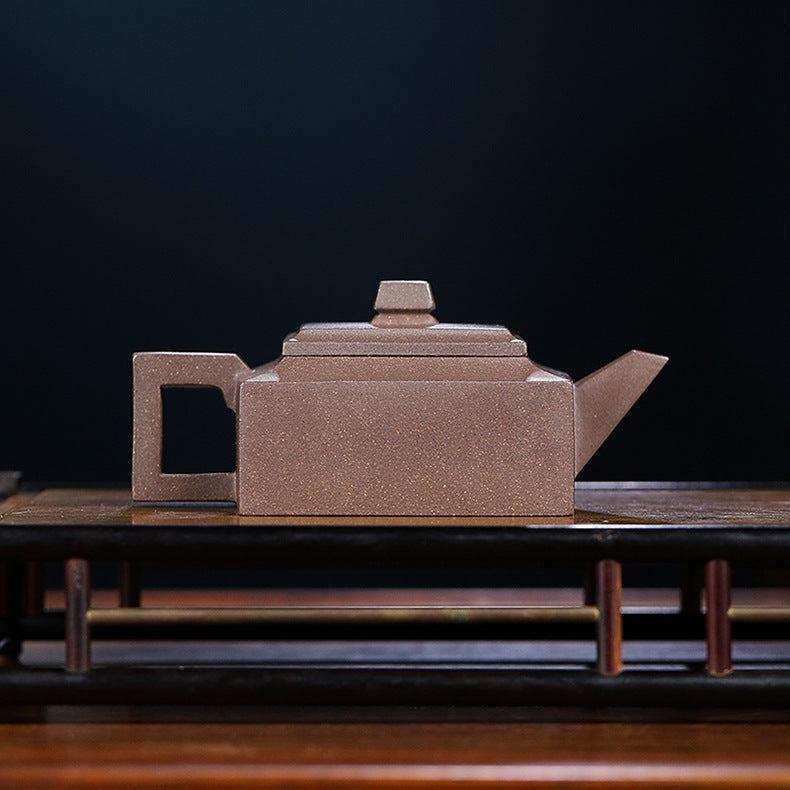 Handmade Yixing Zisha Teapot, Original Mine Old Duan Clay, Square Shape Teapot, 170ml Capacity