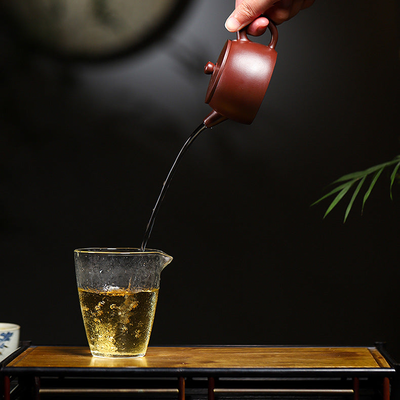 Handmade Purple Zisha Clay Teapot with Flat Lid, 120 ml Capacity