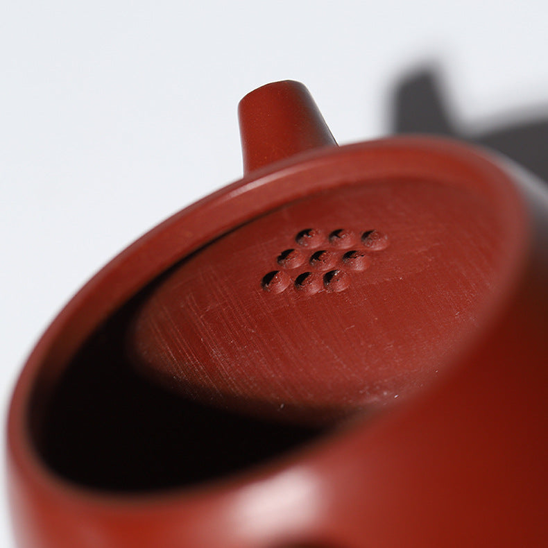 Handmade Purple Zisha Clay Teapot with Flat Lid, 120 ml Capacity