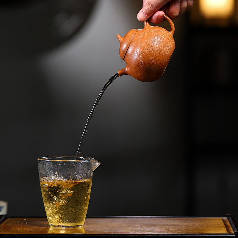 Yixing Handcrafted Pear-Shaped Teapot with Patterns - Authentic Jiangpo Zisha Clay Teapot