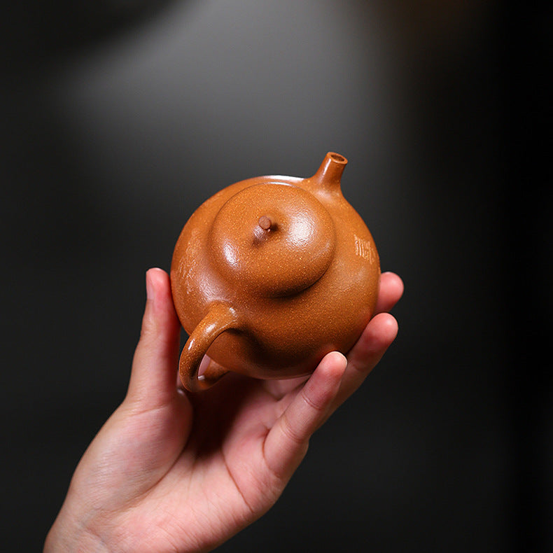 Yixing Handcrafted Pear-Shaped Teapot with Patterns - Authentic Jiangpo Zisha Clay Teapot