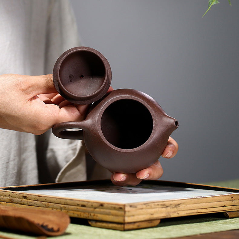 Authentic Yixing Zisha Purple Clay Mini Teapot, Xishi Style, 180ml Capacity