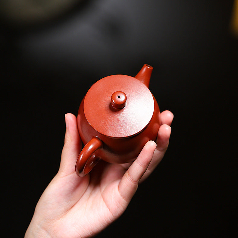 Handmade Purple Zisha Clay Teapot with Flat Lid, 120 ml Capacity