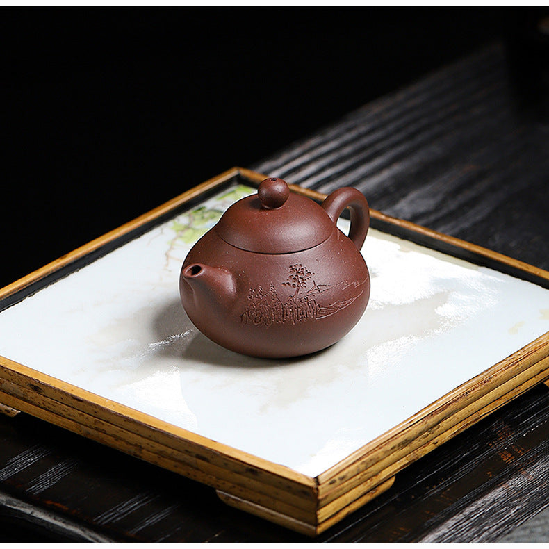Handmadet Yixing Purple Zisha Clay Teapot, 120ml Capacity