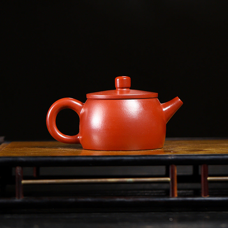 Handmade Purple Zisha Clay Teapot with Flat Lid, 120 ml Capacity