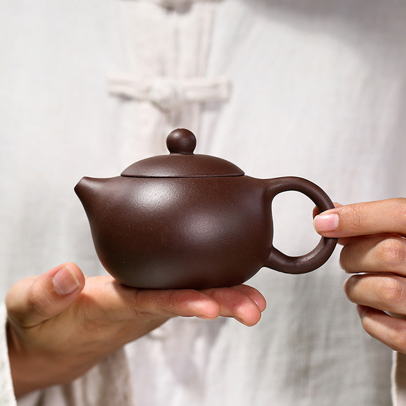 Authentic Yixing Zisha Purple Clay Mini Teapot, Xishi Style, 180ml Capacity