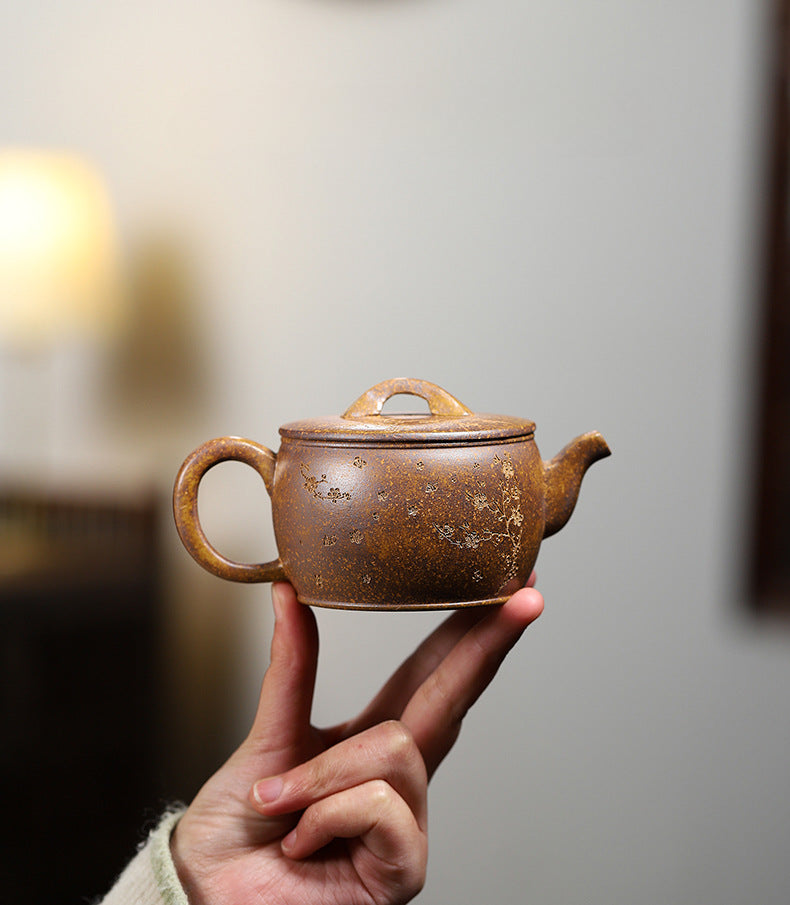 Handmade Yixing Zisha Yellow Clay Teapot - Duan Clay Hanwa Teapot - 210ml Capacity