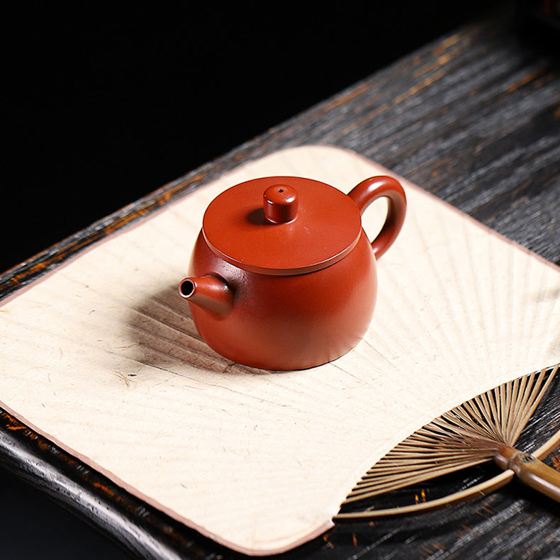 Handmade Purple Zisha Clay Teapot with Flat Lid, 120 ml Capacity